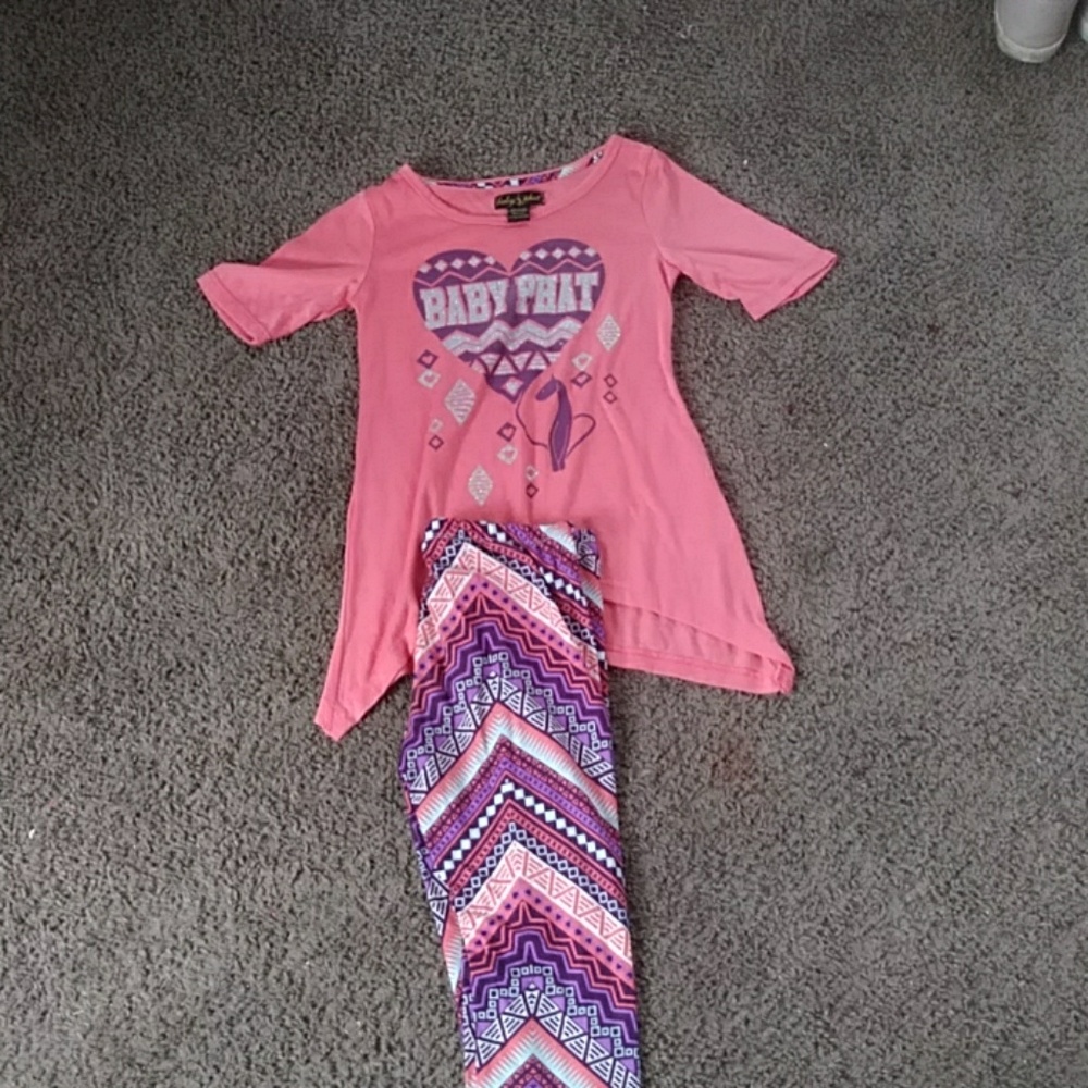 Pink baby phat shirt with matching tights